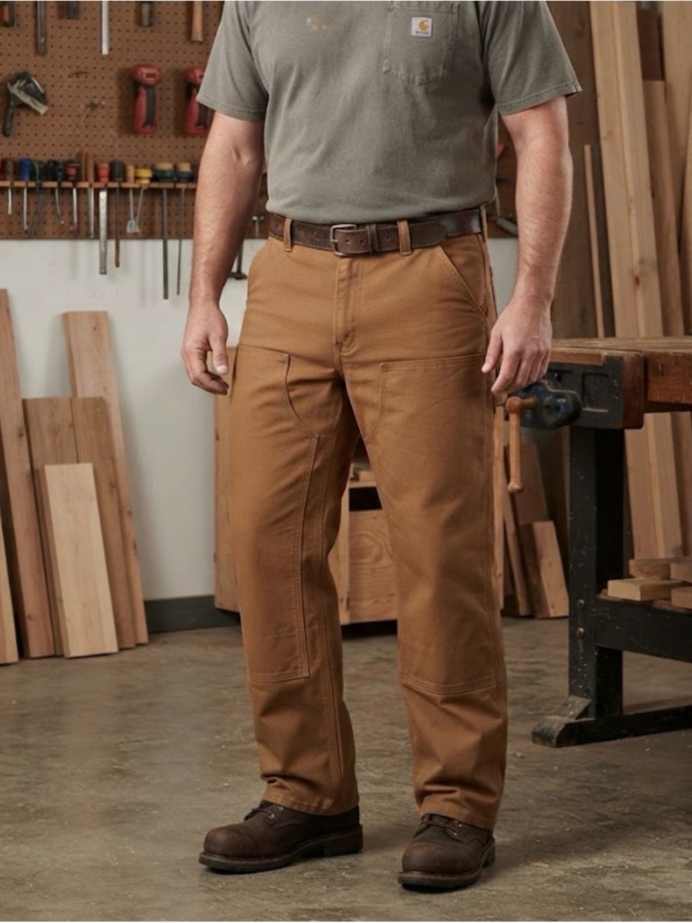 Carhartt Rugged Flex Relaxed Fit Duck Double-Front Work Pants 40x32 Brown